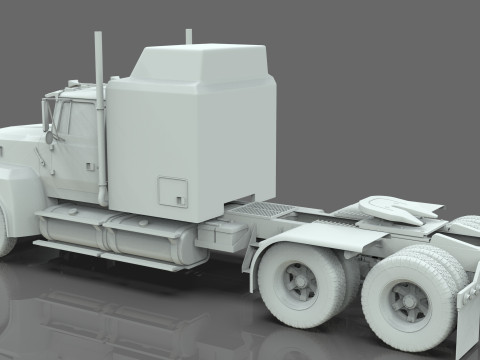 Semi Truck Sleeper Cab Tandem BLENDER Modello 3D