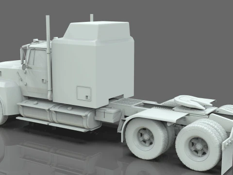 Semi Truck Sleeper Cab Tandem BLENDER 3D Model