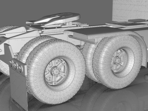 Semi Truck Sleeper Cab Tandem BLENDER 3D Model