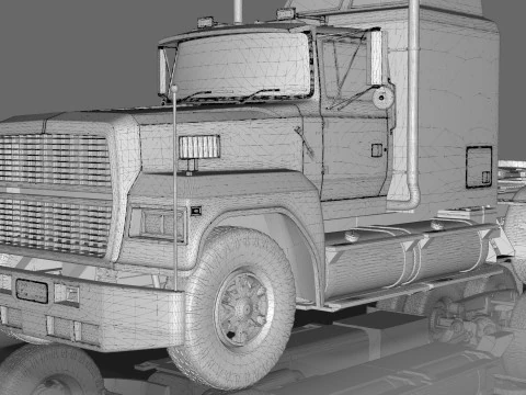 Semi Truck Sleeper Cab Tandem BLENDER 3D Model