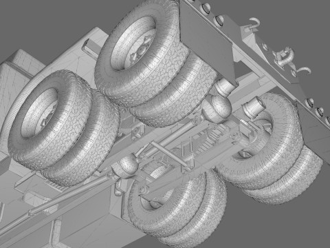 Semi Truck Sleeper Cab Tandem BLENDER Modello 3D