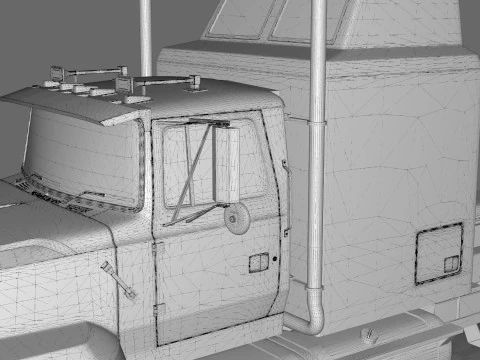 Semi Truck Sleeper Cab Tandem BLENDER 3D Model
