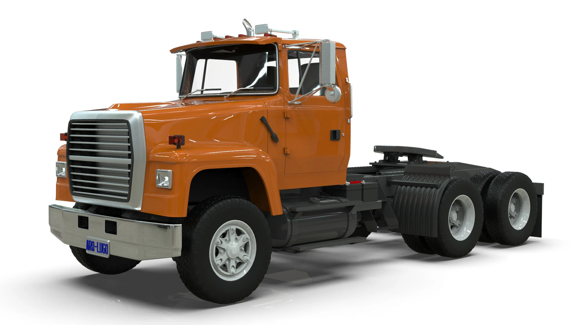 Semi Truck Tandem 3D Model .c4d .max .obj .3ds .fbx .stl .blend 
