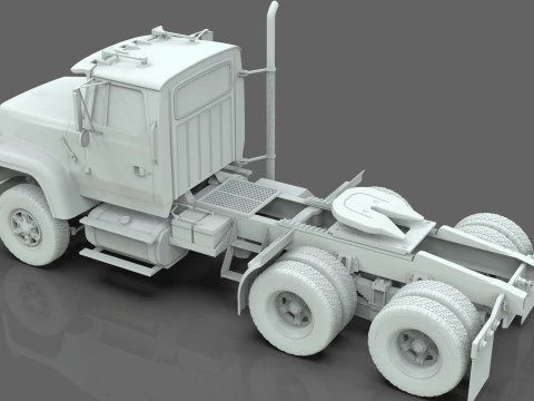 Semi Truck Tandem 3D Model