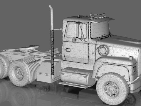 Semi Truck Tandem 3D Model