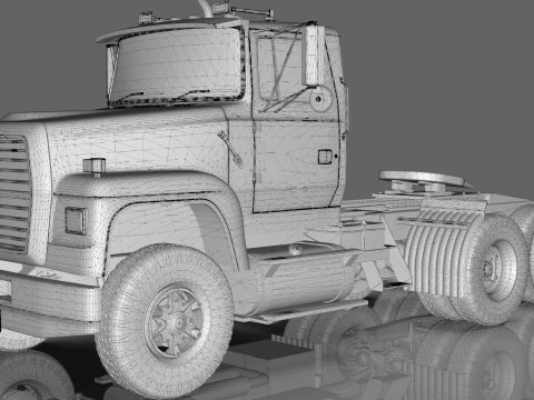 Semi Truck Tandem 3D Model