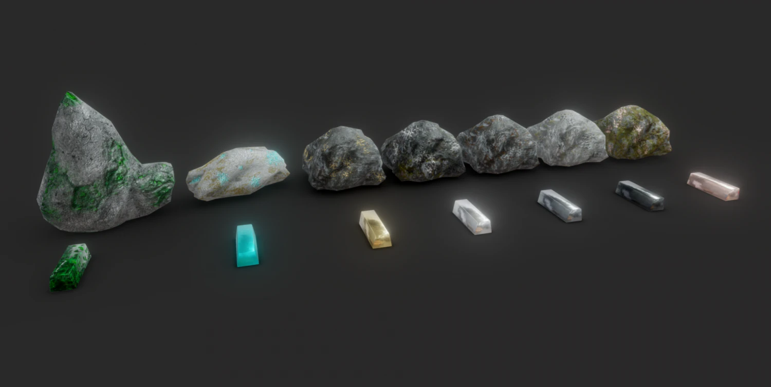 ores and ingots 3D Model .c4d .max .obj .3ds .fbx .stl .blend