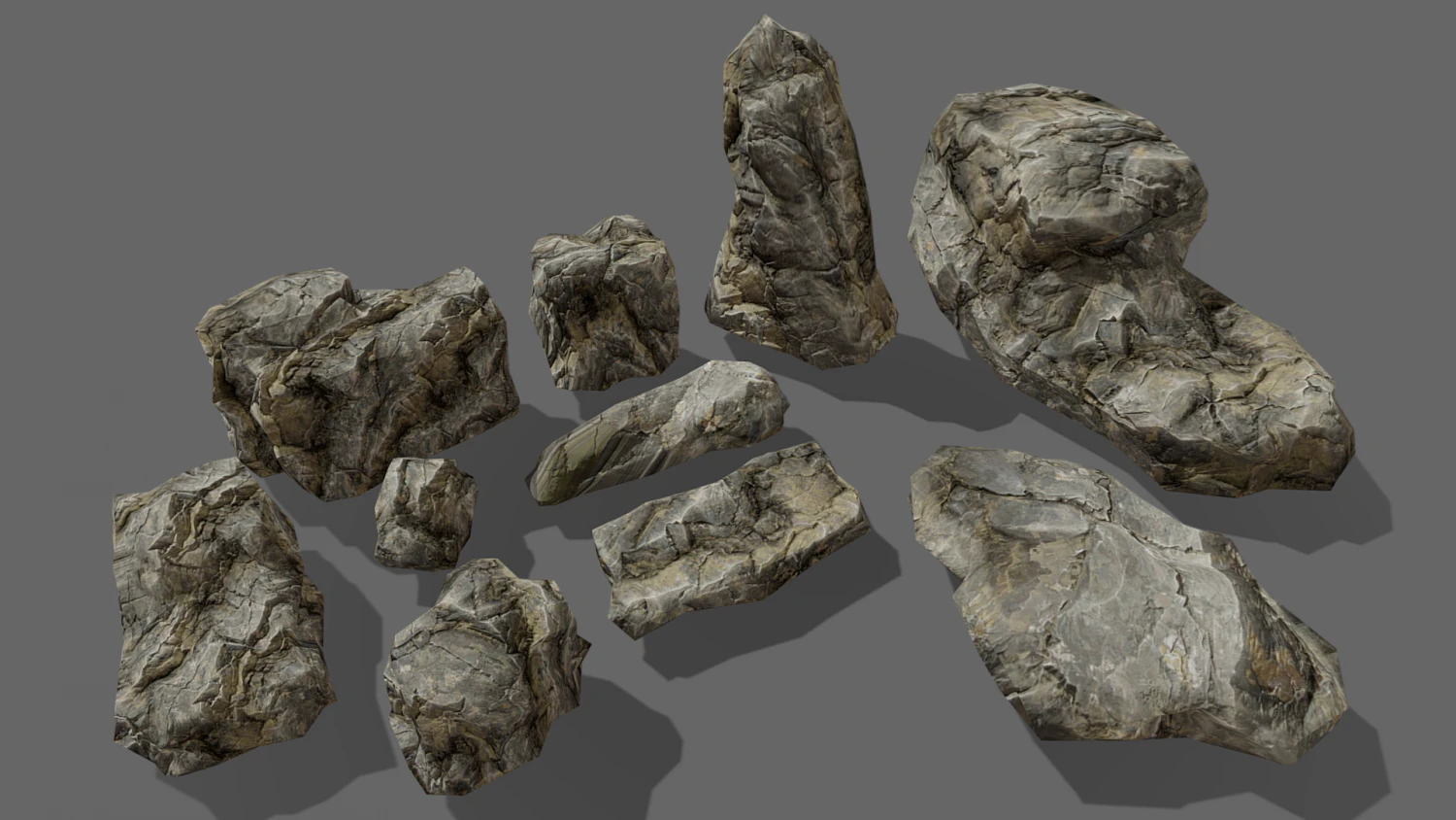 useful rocks pack lowpoly 3D Model .c4d .max .obj .3ds .fbx .stl .blend 