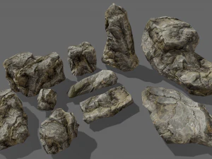 nuttige stenen pack lowpoly 3D Model