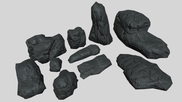 useful volcanic rocks pack lowpoly 3Dモデル .c4d .max .obj .3ds .fbx .stl .blend 