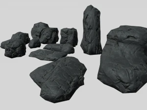 useful volcanic rocks pack lowpoly 3D Model