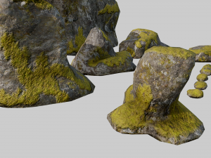 mossy rocks pack 3D Модель