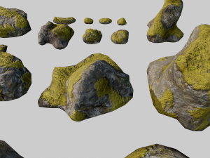 mossy rocks pack 3D Модель