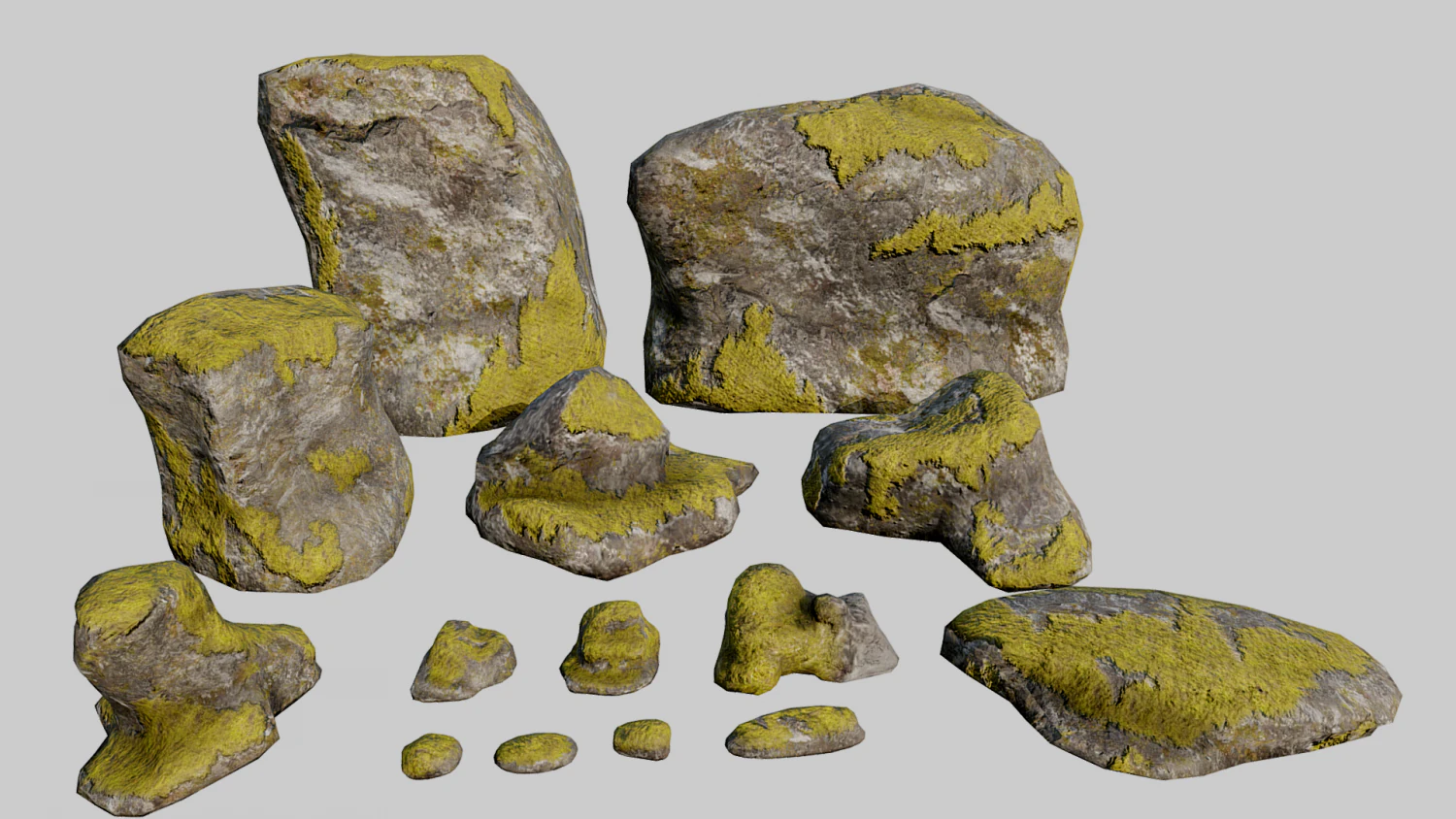 mossy rocks pack 3D Model .c4d .max .obj .3ds .fbx .stl .blend 