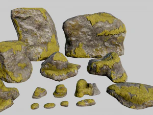 pacchetto di rocce muschiose Modello 3D