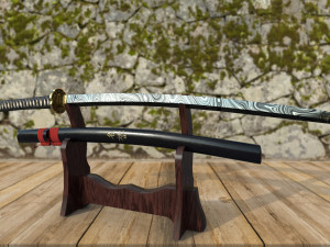 damascus steel katana 3D Model