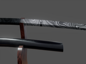 damascus steel katana 3D Модель