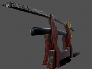 damascus steel katana 3D Модель