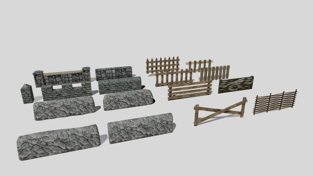 fences pack 3D-Modell .c4d .max .obj .3ds .fbx .stl .blend 