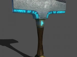 martello mjolnir di thor lowpoly Modello 3D
