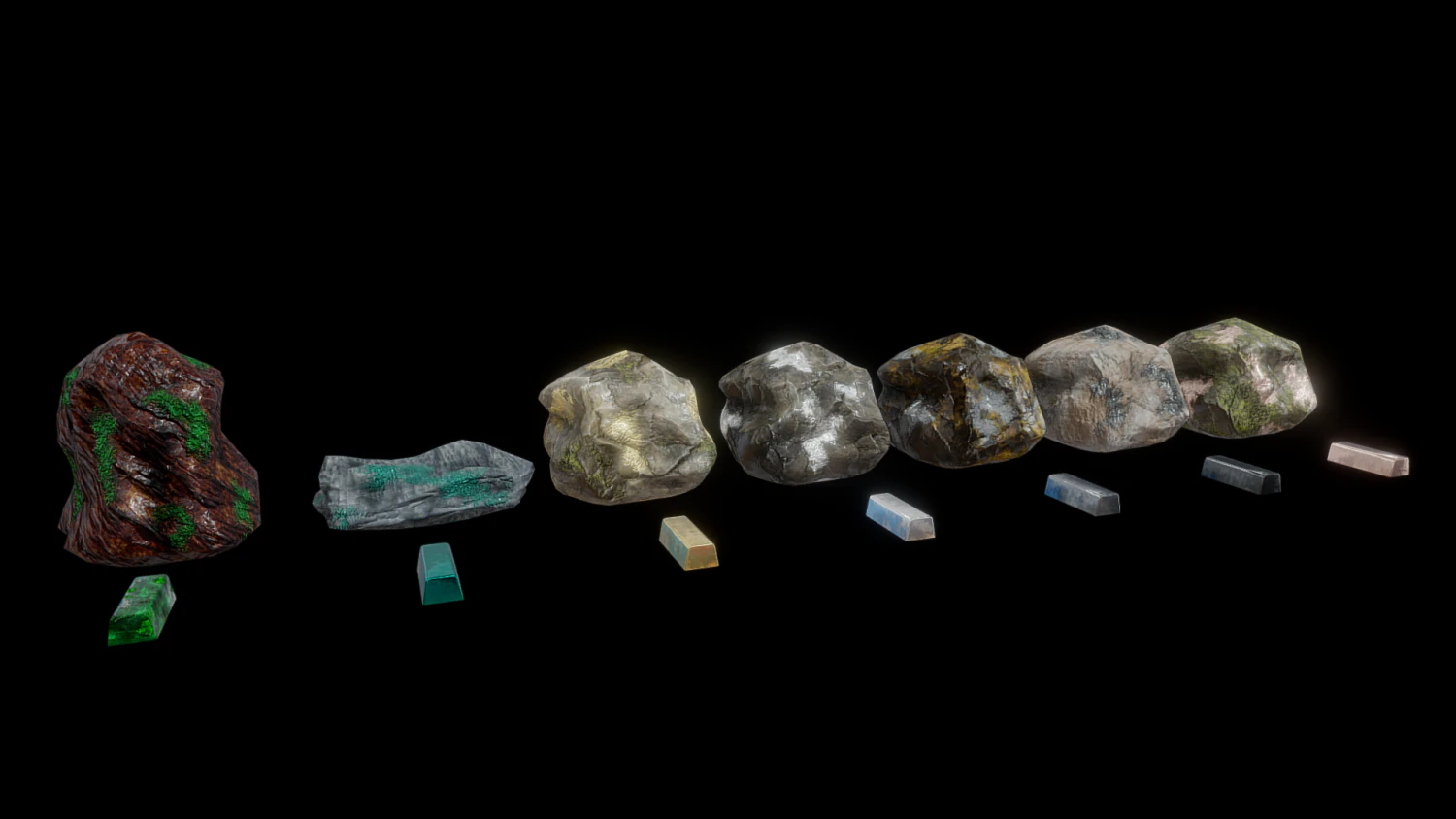 ores and ingots 2 3D Model .c4d .max .obj .3ds .fbx .stl .blend