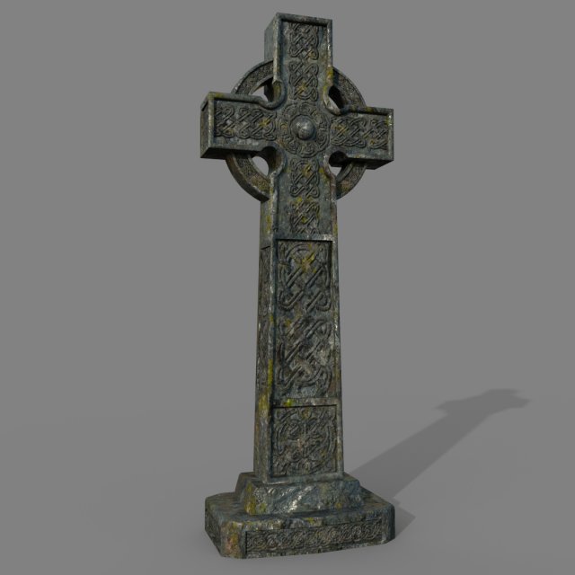 celtic cross grave stone 3D Модель .c4d .max .obj .3ds .fbx .stl .blend 