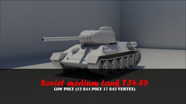 t34-85 Model 3D .c4d .max .obj .3ds .fbx .stl .blend