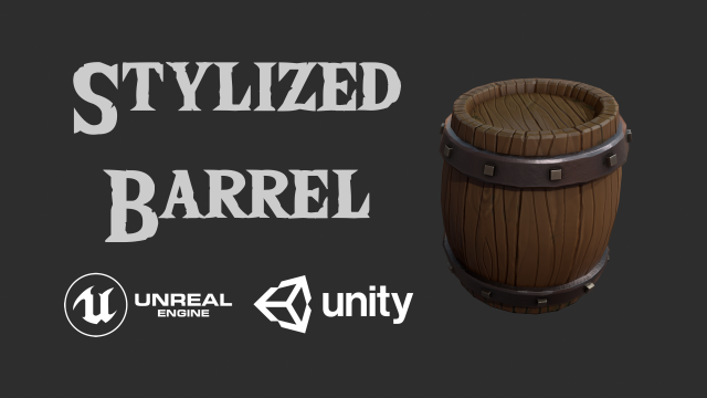 stylized wooden barrel 3D Модель .c4d .max .obj .3ds .fbx .stl .blend 