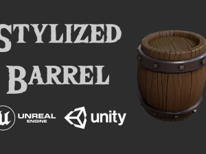 stylized wooden barrel 3D Model