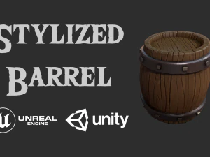 양식화된 나무통 3D 모델