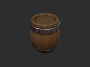 stylized wooden barrel 3D Model