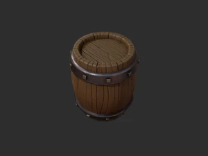 stylized wooden barrel 3D Model