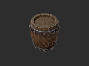 stylized wooden barrel 3D Model