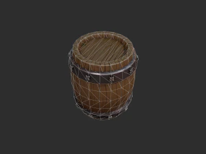 stylized wooden barrel 3D Model