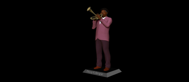 Dizzy Gillespie 3D-printmodel .c4d .max .obj .3ds .fbx .stl .blend 