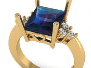 princess diamond ring 3d print model 3D प्रिंट मॉडल
