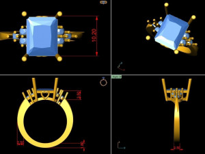 princess diamond ring 3d print model 3D प्रिंट मॉडल