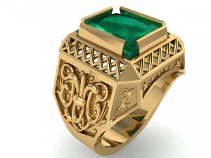 anel de esmeralda com padr&atilde;o Modelo de Impressão 3D