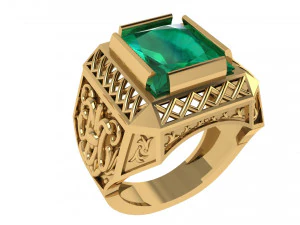 emerald ring with pattern 3D Print Model
