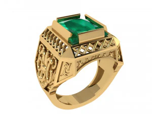 emerald ring with pattern 3D Print Model