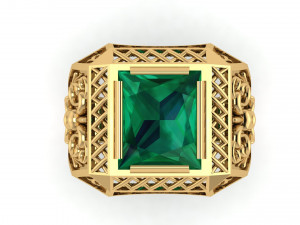 emerald ring with pattern 3D Baskı Modeli