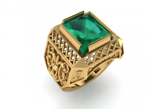 emerald ring with pattern 3D Print Model