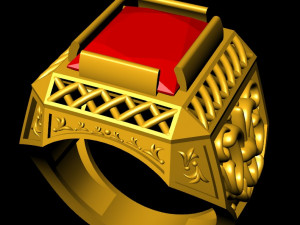 emerald ring with pattern 3D Baskı Modeli