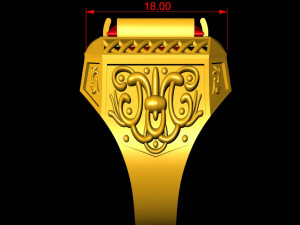 emerald ring with pattern 3D Baskı Modeli