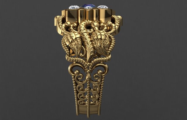 antique gents men ring 002 peacock 3D 打印模型 .c4d .max .obj .3ds .fbx .stl .blend 