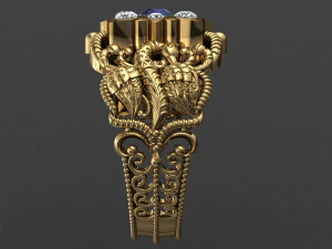antique gents men ring 002 peacock 3D Print Model