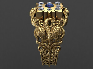 antique gents men ring 002 peacock 3D 打印模型