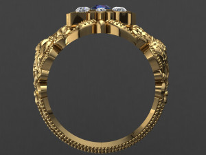 antique gents men ring 002 peacock 3D 打印模型