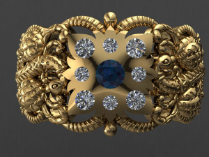 antique gents men ring 002 peacock 3D 打印模型