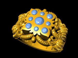 antique gents men ring 002 peacock 3D 打印模型